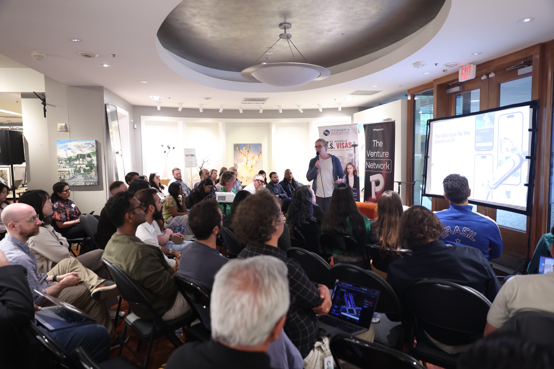 Founder pitching at Immigrant Founders Pitch Night